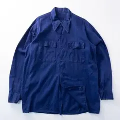 ビンテージ古着40s50s? ユーロ フレンチワーク 紺 フィッシャーマンシャツ