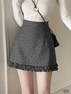 ミニスカート　ドット　グレー shein