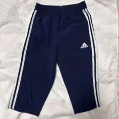 美品　adidas 紺　ストライプ 七分丈パンツ　160