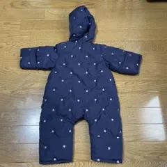 Petit main ネイビー ハート柄 フード付きアウター