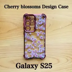 【GalaxyS25】 TPU メタリックケース クリア ピンク 桜
