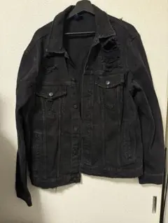 ブラックダメージデニムジャケット