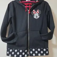 美品♡ミニーマウスレディース耳つきパーカー　リボンフード 　Dハロ　タキヒョー