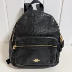 coach コーチ　ミニリュックサック　ブラック　レザー　金ロゴ　黒色　人気