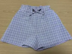 ピンクチェック柄 キッズ 短パン ショートパンツ 140