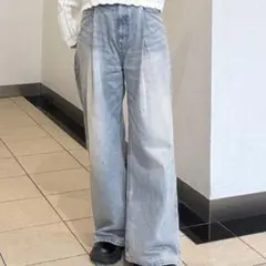 JEANASIS デニム タックワイドパンツ ライトブルー