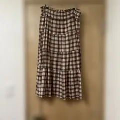 チェック柄キャミスカート Lサイズ　ブラウン