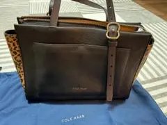 【美品】コールハーン レザートートバック A4収納可　通勤用　ブラック系