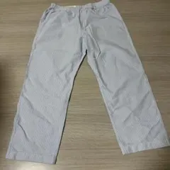 UNIQLO コットンリラックスアンクルパンツ ブルー ストライプ L
