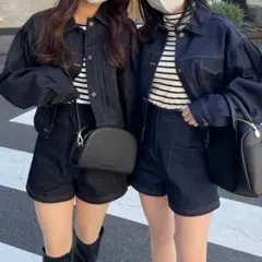 み*く様 RiLi Tokyo デニムジャケット デニムショートパンツ セットア