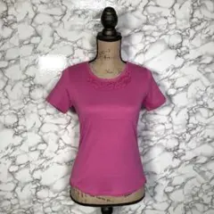 美品　SIMPLE LIFE　（M）　レースビーズ半袖Tシャツ　ピンクのサムネイル