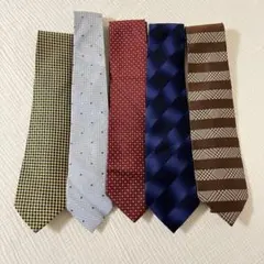 ① 【まとめ売り】 ブランド チェック 小紋柄 5本セット