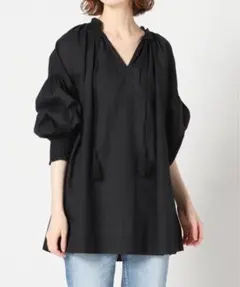 IENA コットンシルクスキッパーギャザーブラウス ロングシャツ イエナ