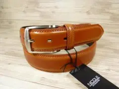 ニコル NICOLE 新品 茶 35ｍｍ 幅広め 牛革 レザーベルト キャメル