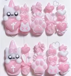 【現品】ネイルチップ 平成女児 地雷 量産 ねこ