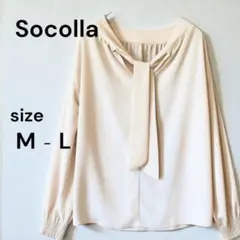 【Socolla】トップス ブラウス 長袖 タイ M-L 白 ホワイト ソコラのサムネイル