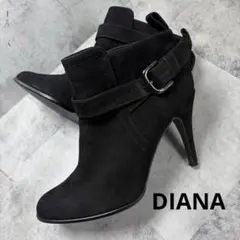DIANA ダイアナ　スエードショートブーツ　バックル　ブラック　23cm