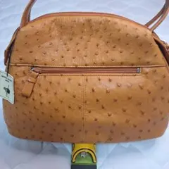 オーストリッチ 本革 ハンドバッグ キャメル 美品のサムネイル