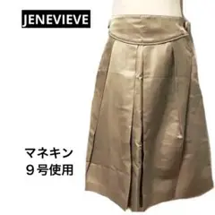 【ジュネヴィエーブ 】リネン混　タックフレア　ひざ丈スカート　JENEVIEVE