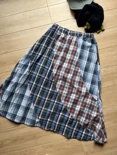 NANAE スカート　膝丈　ロング　チェック　パネルチェック　オシャレ