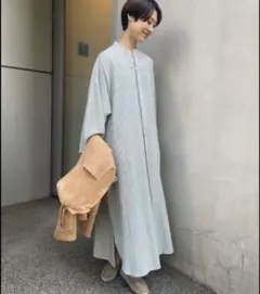ギャルリーヴィー バンドカラー ロングシャツワンピース ライトグリーン