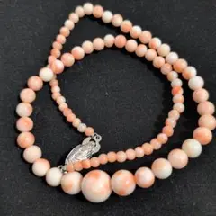 ピンク系 桃色珊瑚 ロングネックレス