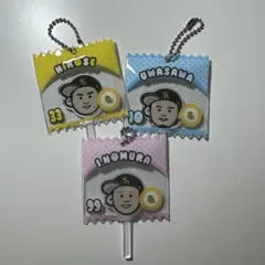ソフトバンクホークス　ペロペロキャンディ風キーホルダー　廣瀬　野村　上沢