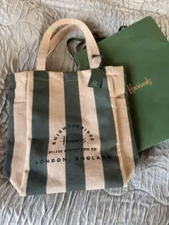Harrods ストライプエコバッグ マルシェバッグ トートバッグ ハロッズ