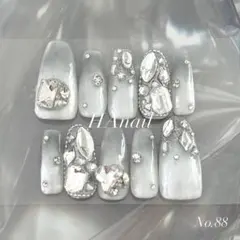 ネイルチップ マグネット ワンホン 白 グレー 韓国 オーダー ギャル スナ系