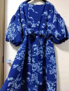 着物リメイクパフスリーブワンピース