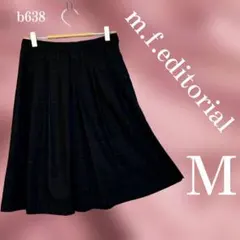 m.f.editorial 膝丈フレアスカート　M 黒と青のチェックのサムネイル