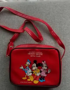 レトロ　ミッキーマウス　バッグ　エナメル　レッド　子ども