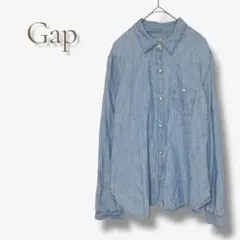 GAP 綿100 デニム シャツ 長袖 ライトブルー カジュアル 着回し 羽織