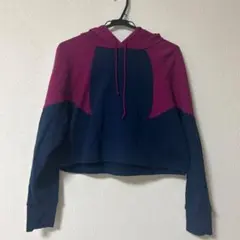 adidas クロップドパーカー ネイビー/パープル J/L