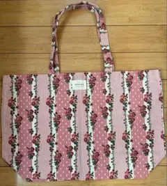 フランス Sézane セザンヌ 花柄ストライプ トートバッグ ピンク系 美品