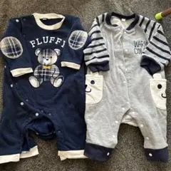 ベビー ロンパース 2点セット ネイビー グレー70サイズ