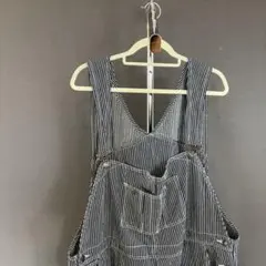 ストライプデザイン デニムオーバーオール ショート丈