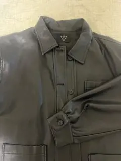 ブラックレザーシャツジャケット F