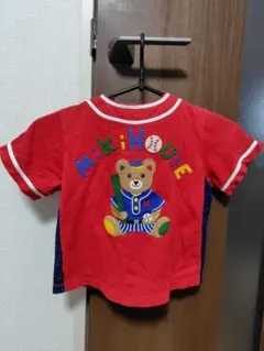 【訳あり】ミキハウス野球ユニフォーム風の半袖Tシャツ90cm