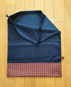 メイ様専用★濃紺×赤ファミリアチェックの大きな巾着　入園入学オーダー