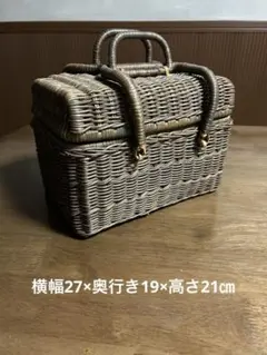 アンティーク・籐籠ピクニックバスケット・昭和レトロ