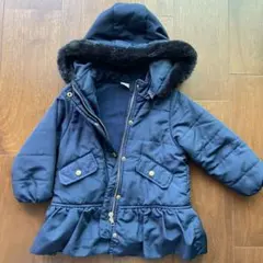 petit main ネイビー フリル付きコート 90cm