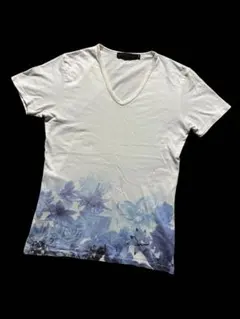 FUGA Vネック 花柄 フォトプリント Tシャツ 46 M程度 y2kのサムネイル