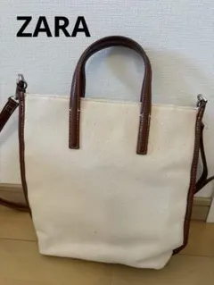 ZARA キャンバス トートバッグ ショルダーバッグのサムネイル