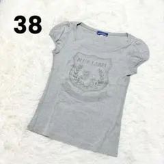 バーバリーブルーレーベル ロゴTシャツ パフスリーブ ラメ 38サイズ グレー
