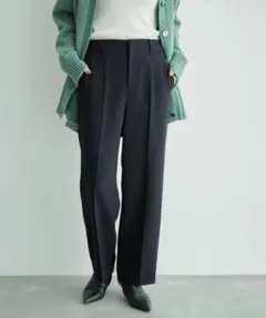 ダブルクロスサイドゴムストレートワイドパンツ
