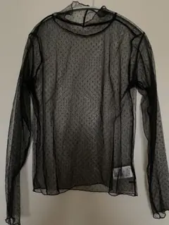 アメリカンホリック　黒ドットチュールカットソー　Mサイズ