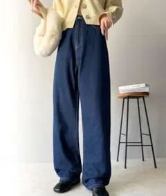 classicalelf ハイウエストワイドストレートデニム