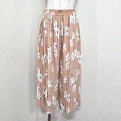 ミッシュマッシュ プリーツワイドパンツ 花柄 ロング丈 ウエストゴム