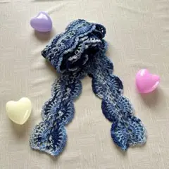 手編み　細マフラー　ストール　ハンドメイド